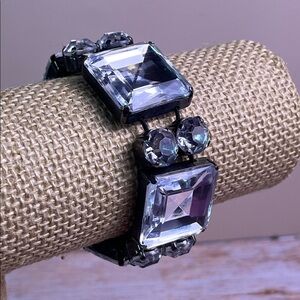 1980's Chunky Art Deco Crystal Gemstone stretch bracelet